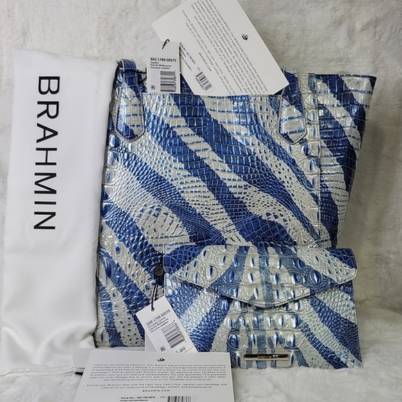 💥  Brahmin 2 PCS SET Shoulder Bag Purse Ombre Melbourne + XL Clutch NWT - Picture 5 of 16